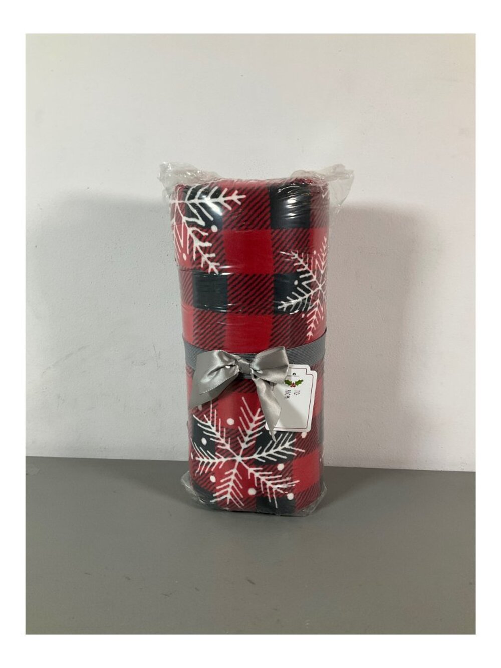Cozy Red & Black Plaid Throw Blanket with Snowflake Design by Blanket